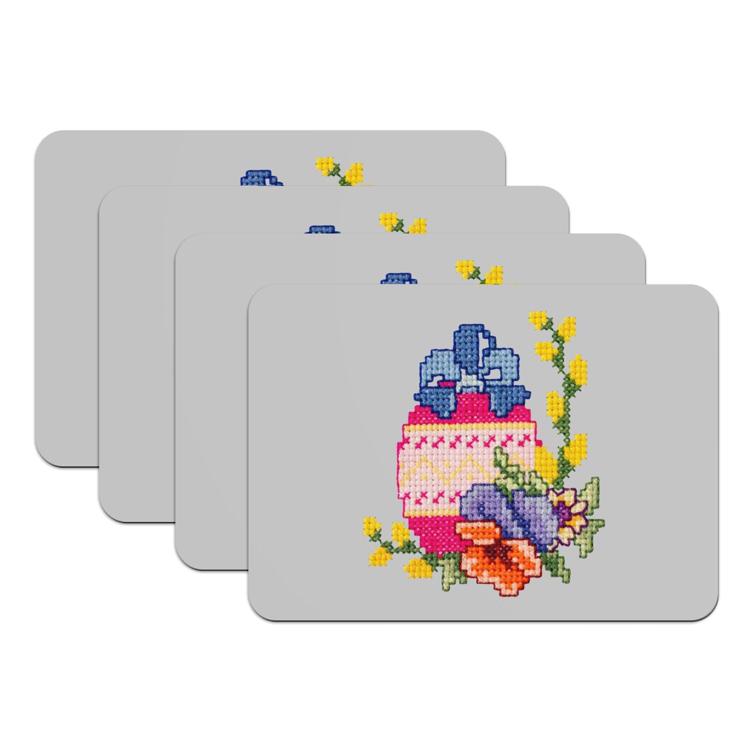 Sets de table grand format lavables motif oeuf broderie style rustique