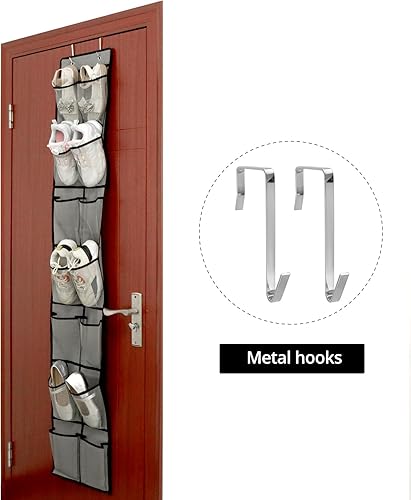 Miniatura 3 de QWORK Organizador de zapatos para colocar sobre la puerta, paquete de 2 unidades, grande de 65 x 11.4 pulgadas, 28 bolsillos de malla para zapatos,