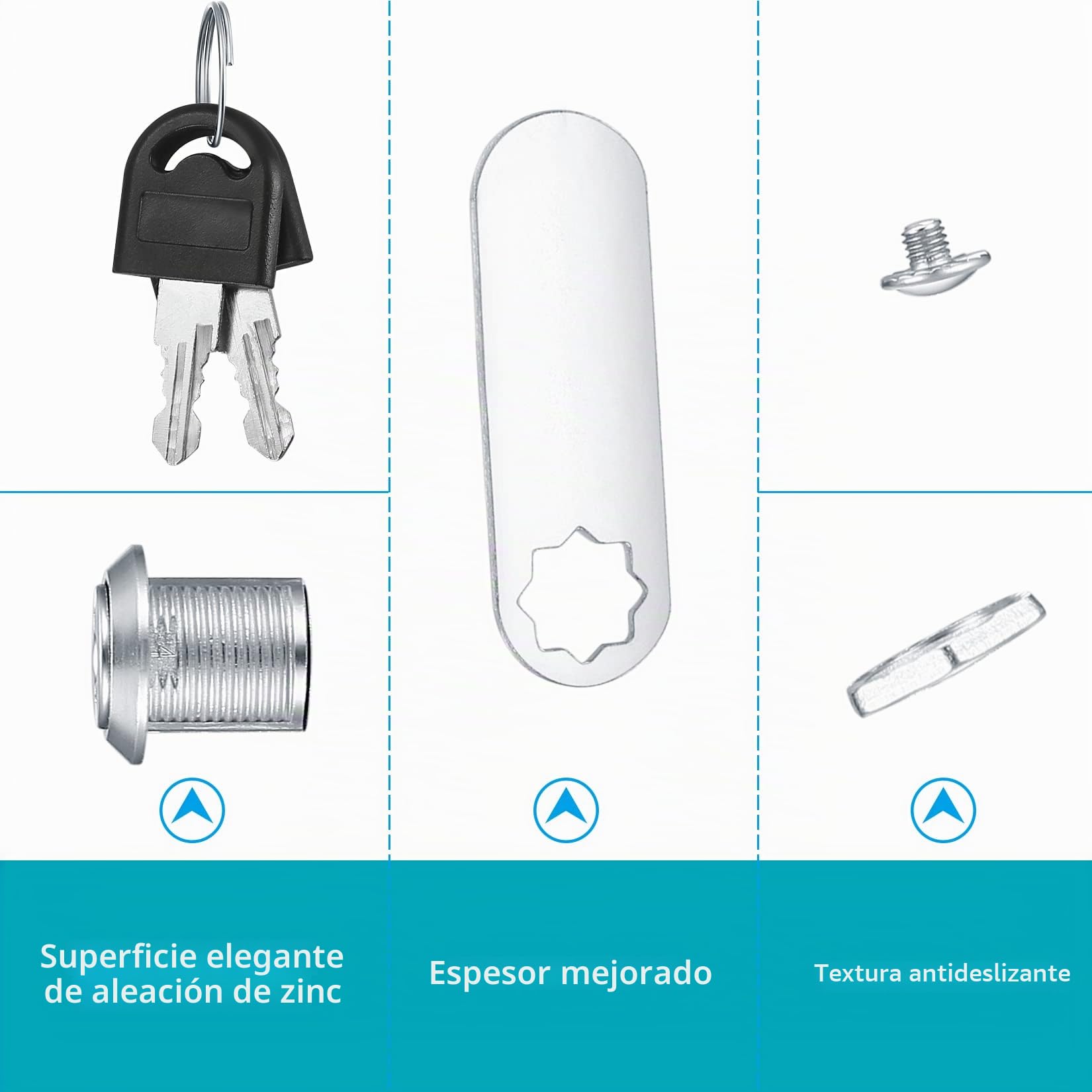 6 Piezas 16mm Cerradura de Seguridad para Buzón, Bloqueo de Leva, Seguridad Cerradura Leva con Llaves para Armario TaquillasGabinete Alacena Buzón Cajón, Cerradura de Lengüeta (6)