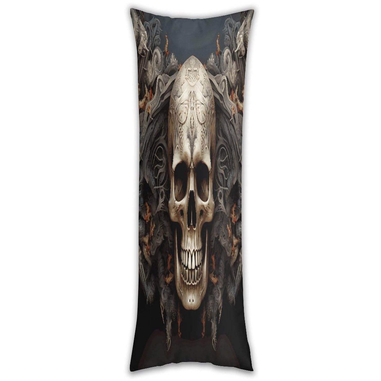 Skulls Long Pillow Case with Zipper Ultra Soft Microfiber Long Pillow Cover Breathable Body Pillow Protector Soft Wrinkle Pillowcase for Bed Sofa Bedroom 53 X 19 in