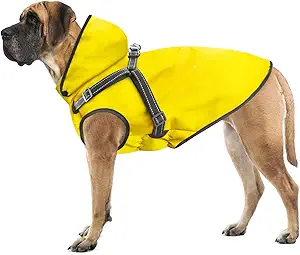 Mosucoirl Dog Raincoat Waterproof Doggie Hoodie Reflective Dog Raincoat Hooded Adjustable Rain Jacket for Small Medium Large Dogs Puppies Doggie (Yellow, M)