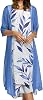 Two-Piece Womens Dress with Chiffon Shawl Cardigan Set - Summer Dress Womens Elegant Sleeveless Maxi Dress Flowers Print Long Vintage Dresses Festive Elegant Loose Casual Dress Party Dress