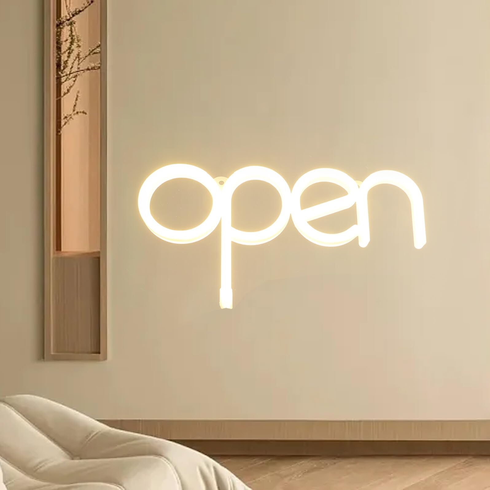 Toyvian Letrero Led De Neón Abierto Cálido Para Pared, Luz De Neón Led Decorativa, Iluminación Ambiental Para Negocios, Bares y Fiestas,