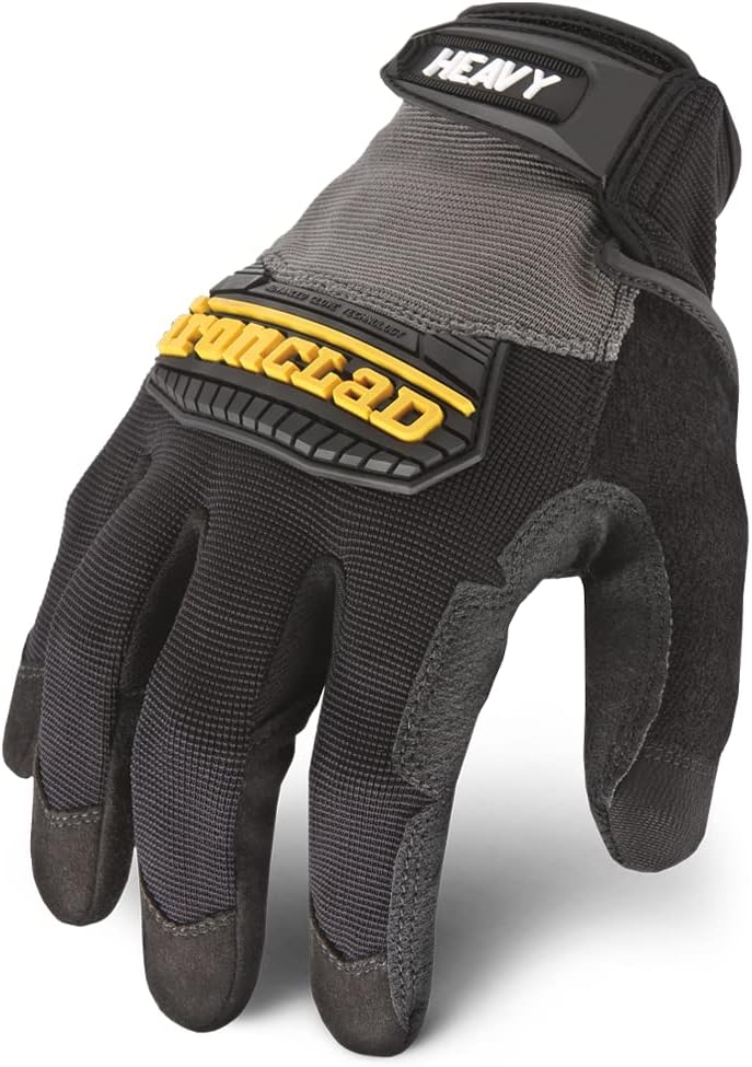 Heavy Utility Work Gloves HUG, High Abrasion Resistance, Performance Fit, Durable, Machine Washable, (1 Pair), X-LARGE,Black & Grey