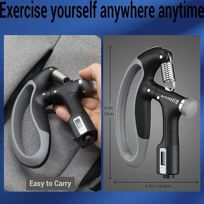 Image of D-Shape Hand Gripper with Counter Adjustable Resistance 10KG-100KG | Power Grip Trainer for Forearm, Finger & Hand Strength | Home & Gym Workout Tool