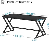 Vista 3 de LVB Modern Black Computer Desk, Long Industrial Home Office Desk for Student, Large Metal Wood Writing Study Computer Table, Farmhouse Executive