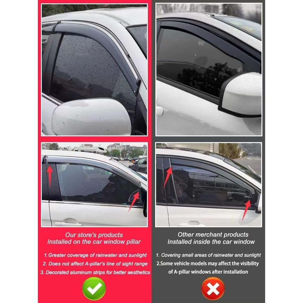 4 Piezas de deflectores de Viento para Coche, para Peugeot 3008 (P84) 2016 2017 2018 2019 2020 2021 2022 2023 2024 Cortavientos para ventanilla protección Sol Lluvia Nieve Viento.
