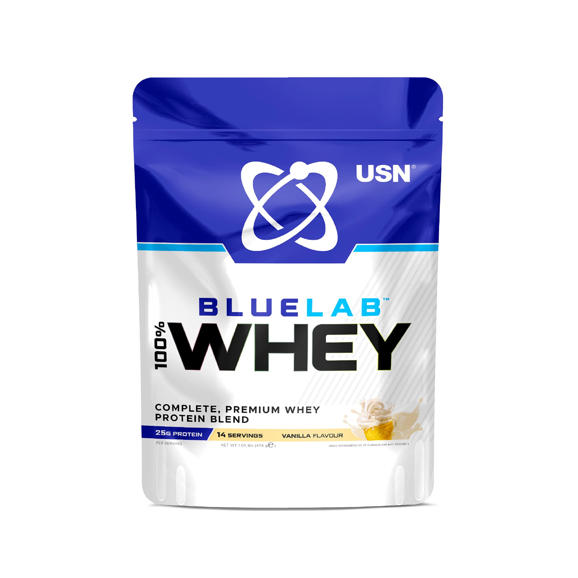 Sponsored Ad – USN Blue Lab Whey Protein Powder, Vanilla Flavour - 476g (14 Servings), Premium Whey Isolate Protein Dietary Supplement, Post Workout Lean Muscle Growth BCAA Amino Acids Powder