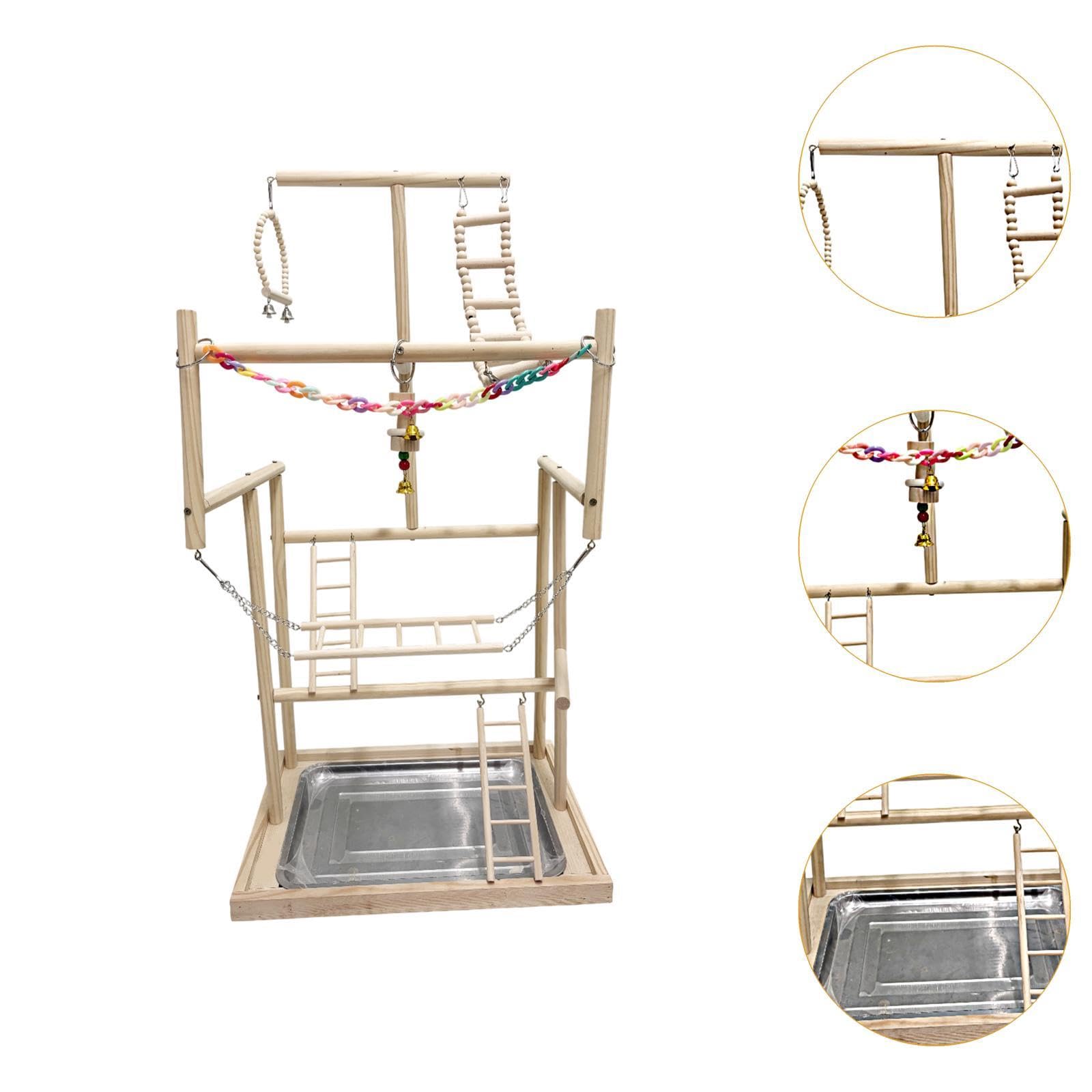 KESOTO Parque Infantil para Pájaros Y Loros, Perca de Madera, Parque Infantil para Gimnasio, Puesto de Juegos para Periquitos Pequeños, 18.9x13.19x37.2inch