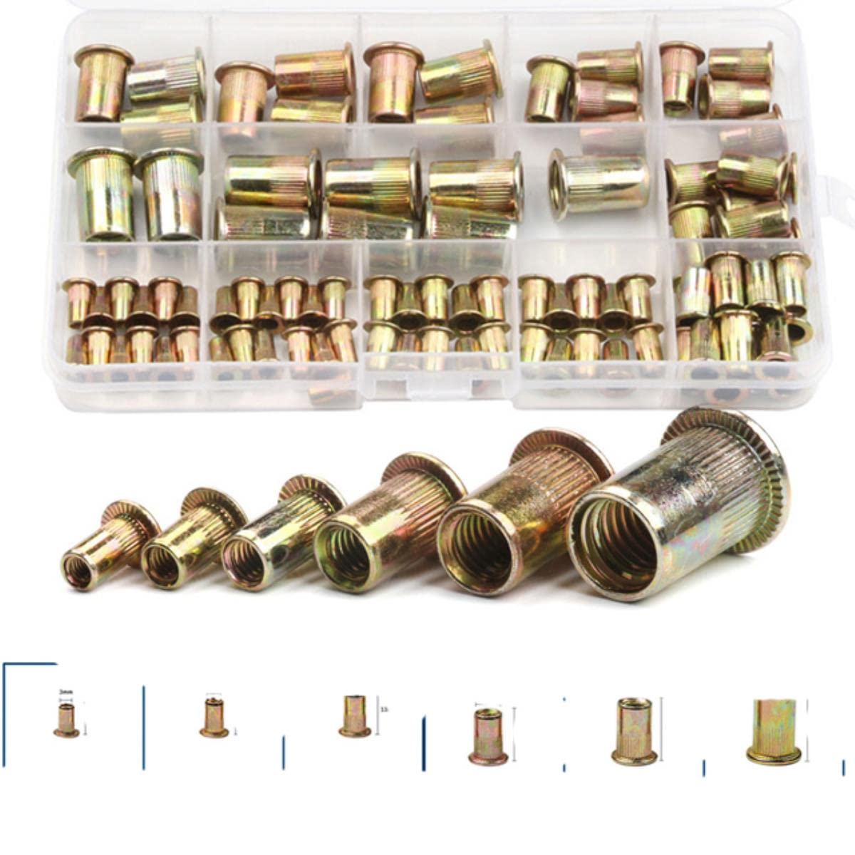 Set Di 190 Dadi Per Rivetti In Alluminio, Dadi Di Fissaggio Filettati A Testa Piatta M3 M4 M5 M6 M8 M10 83125382 - Foto 6