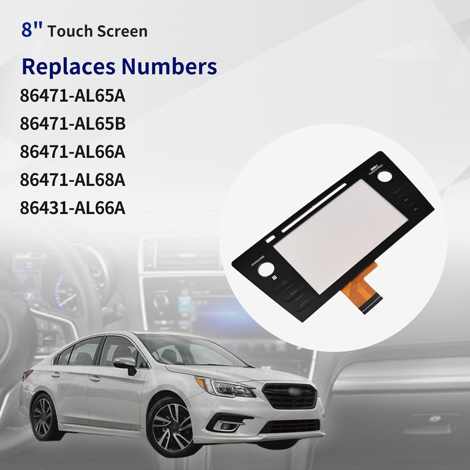 8 inch Touch Screen Digitizer Navigation Replacement Fit for Subaru Legacy Outback 2018 2019 Replace 86471-AL65A 86471-AL66A NAVI Assembly-MAP Version