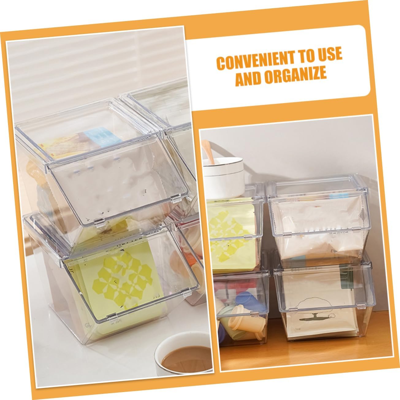 Garneck 4pcs Tea Bag Box Organizer Acrylic Desk Storage Coffee Bar Accessory Modern Easy to Clean