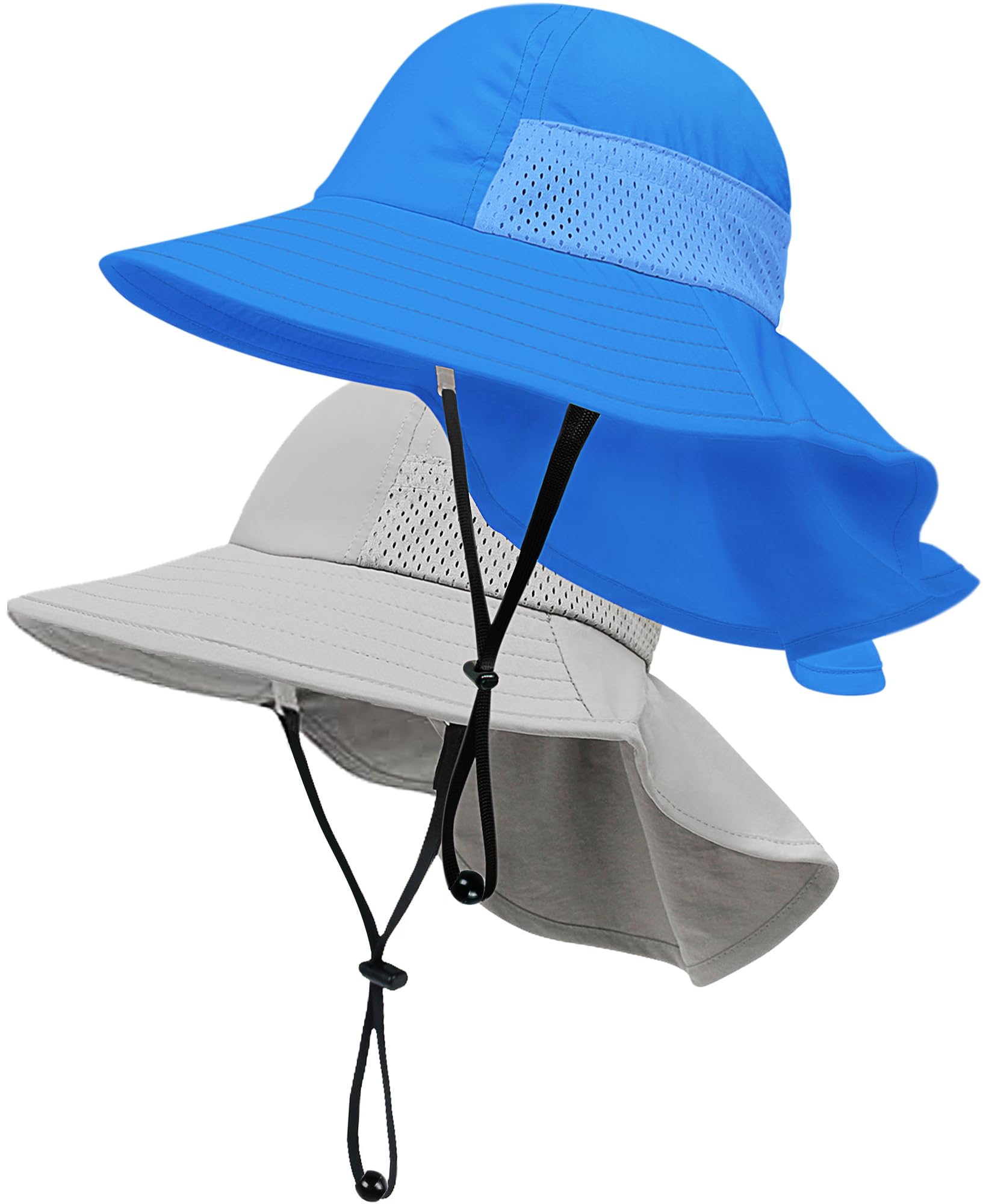 Sombrero de sol para bebés y niños pequeños, de verano, UPF 50+ para niños y niñas, sombreros de playa ajustables con ala ancha de 1 a 7 años