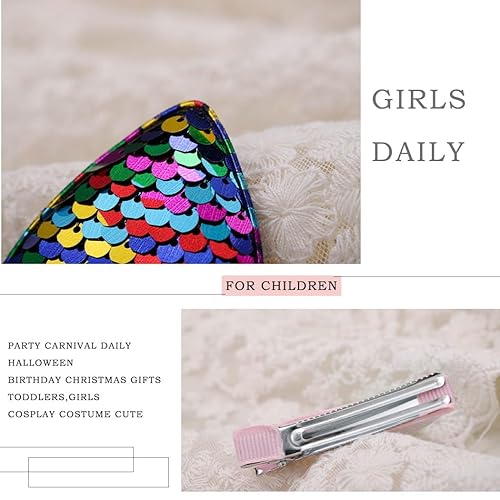 Miniatura 4 de Haomye Pinzas para el pelo de orejas de gato, horquillas para el pelo de bebé, pasadores de lentejuelas para niños, accesorios para el cabello para