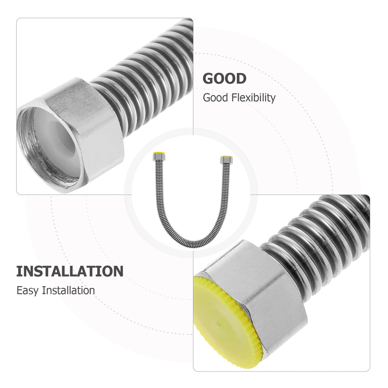 Manguera Corrugada de Acero Inoxidable 304 para Calentador de Agua, Flexible y Resistente, Conexión de Agua Alta Resistencia, 1/2 Pulgada, 40 Cm, 2 Unidades, Uso Doméstico y Fontanería