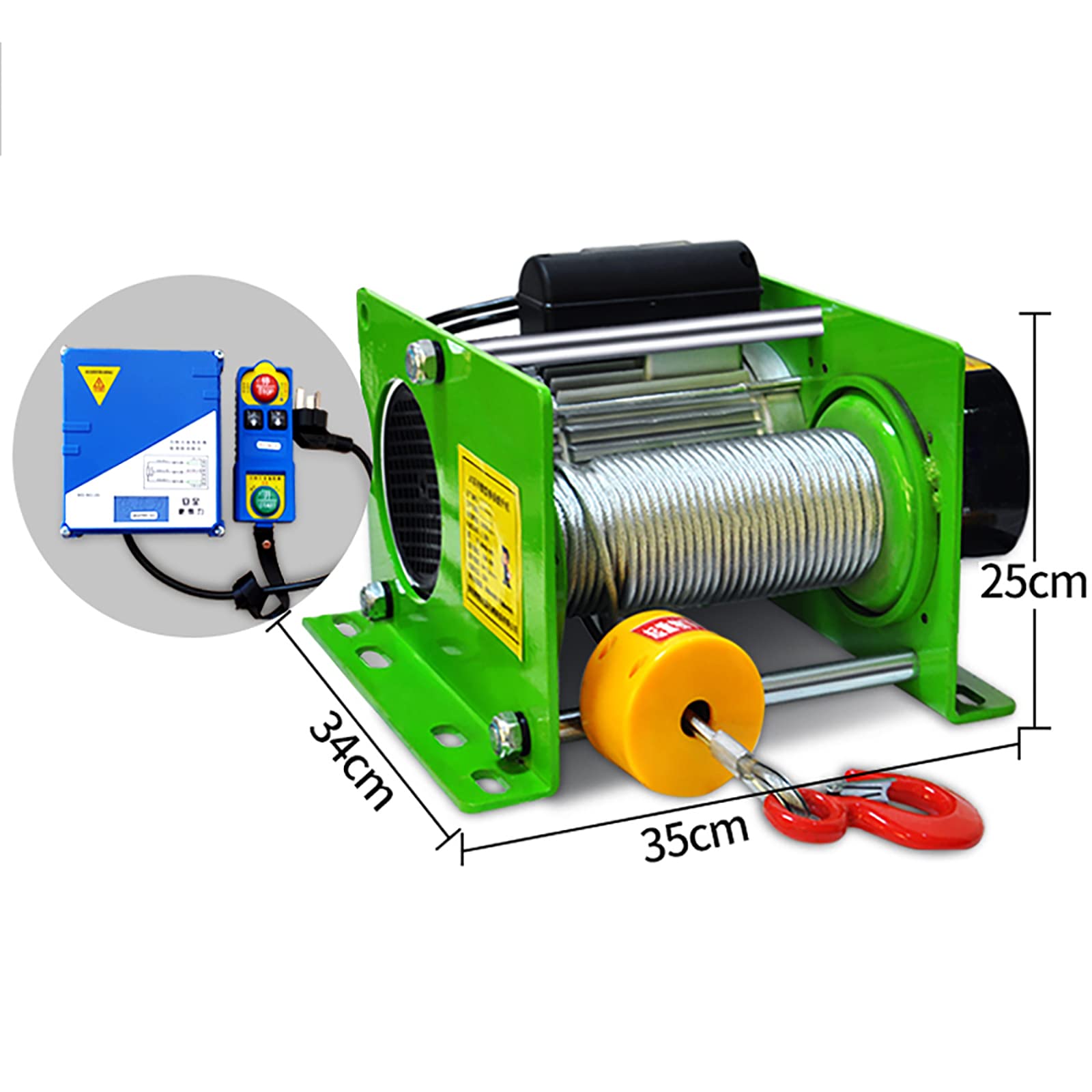Paranco elettrico 1000 kg 30 m, piccola gru con freno automatico quando si spegne, per sollevamento verticale, trazione orizzontale o inclinata di oggetti pesanti