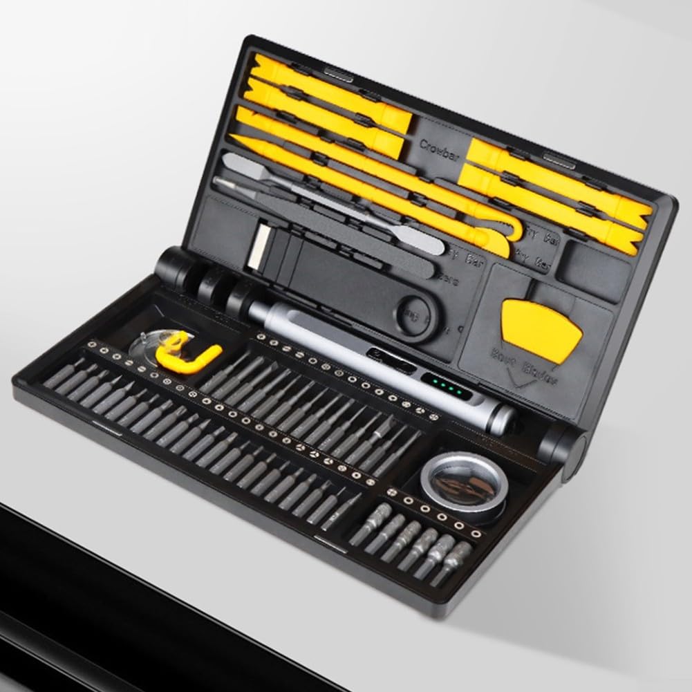 Juego de destornilladores eléctricos 71 en 1 con par ajustable hasta 8 N·m, iluminación LED integrada para montaje de muebles, reparación de electrodomésticos, mantenimiento del hogar