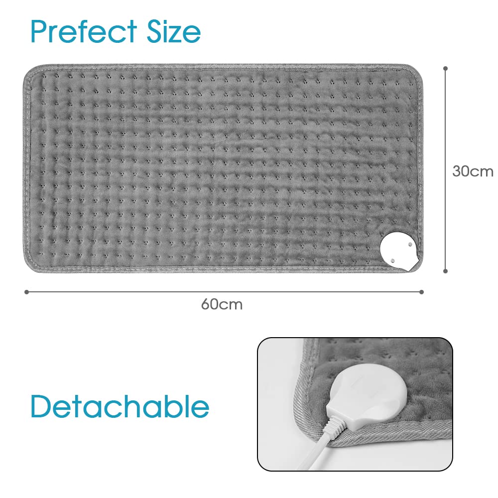 ACWOO Manta Térmica Eléctrica, Esterilla Calor con 9 Calentamiento Niveles y Auto Apagado, Lavable Almohadilla Eléctrica Térmica con 4 Modes Temporizador para espalda, cuello y hombros, 30 X 60 cm