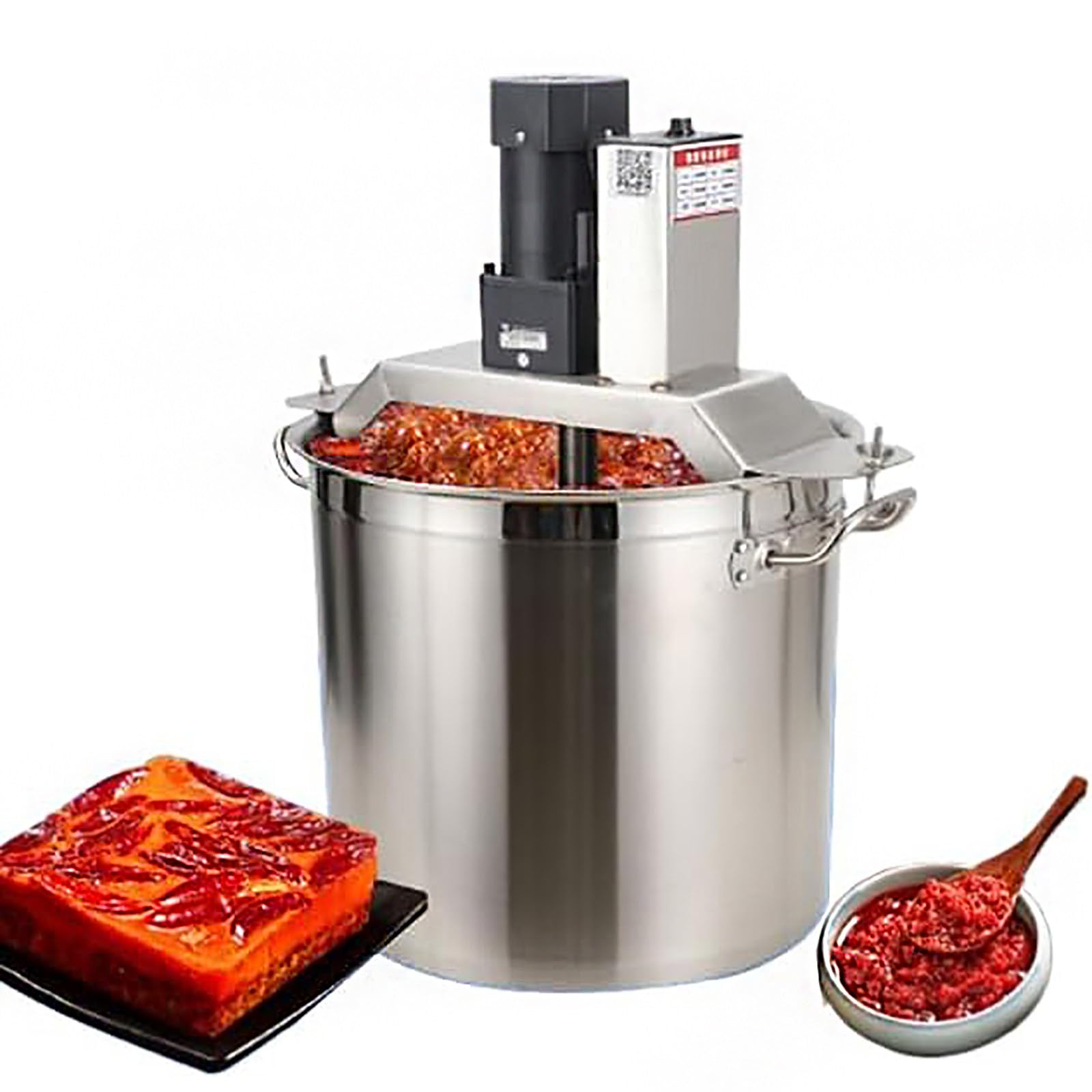 GLJTUO Electric Mixer Machine,Commercial Automatic Food Mixer, Adjustable Speed Stirrer for Hot Pot Seasoning and Sauce, Stainless Steel Electric Machine,80l
