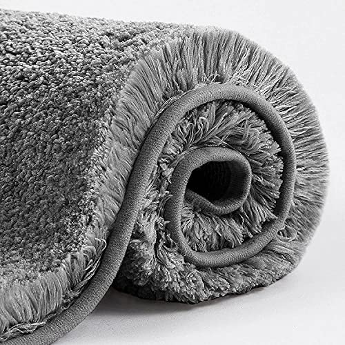 HOKIPO-40x60cm-Soft-Fluffy-Microfiber-Bathroom-Door-Mats-Water-Absorbing-Bath-Mat-Dark-Grey-AR3790-DGRY Microfiber Bathroom Door Mats