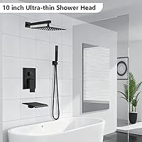 Vista 2 de Midanya Sistema de Ducha con Caño de Bañera, Juego de Grifería de Ducha para Bañera con Cabezal de Lluvia Cuadrado y Rociador de Mano Montaje