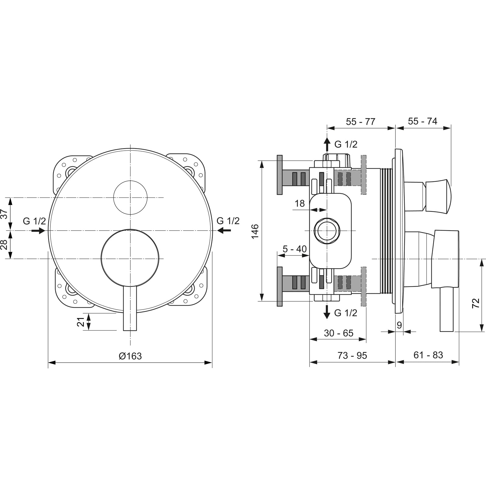 Ideal Standard A7389AA Ceraline armatura wannowa podtynkowa do 2 funkcji, chrom