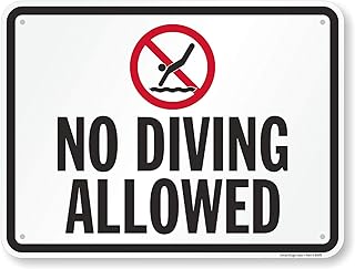 SmartSign 18 x 24 inch “No Diving Allowed†Metal Sign with Symbol, 80 mil Laminated Rustproof Aluminum, Red, Black and White