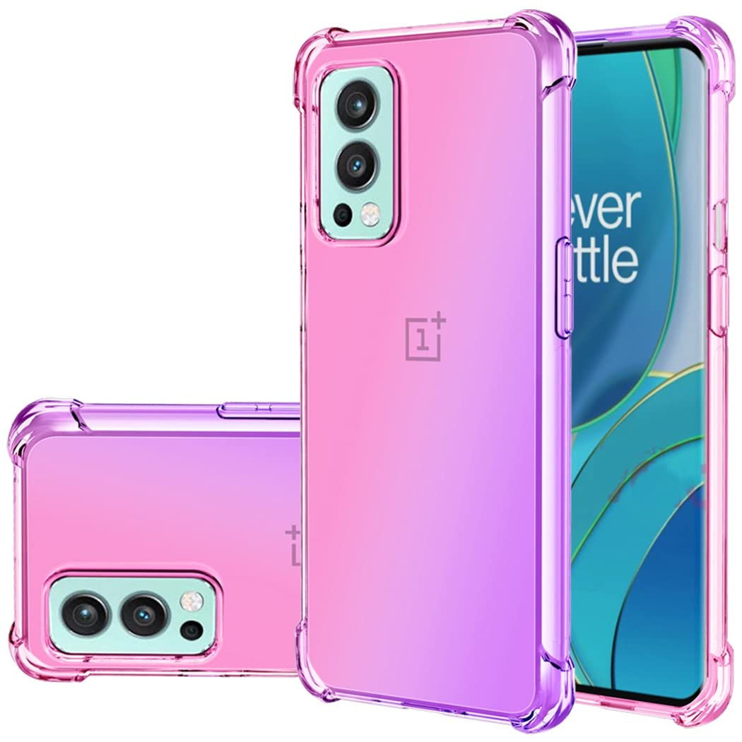 Case for Oneplus Nord 2 5G Cute Case Girls, Gradient Slim Anti Scratch Soft TPU Phone Cover Shockproof Protective Case for Oneplus Nord 2 5G (Pink/Purple)