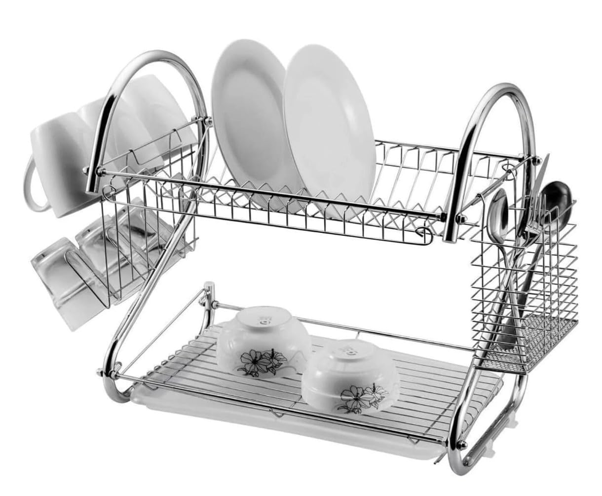 Savealot Silver 2-Tier Dish Drainer Rack (Silver)