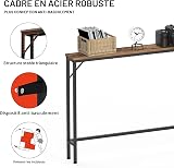 VEDECASA 5.9 Inch Slim Console Table with Charging Station, Industrial Design, Side Table, Modern Sofa Table with Sturdy Steel Frame for Living Room, Hallway, Office (Vintage Brown, 120 D x 15 W x 80 - 3