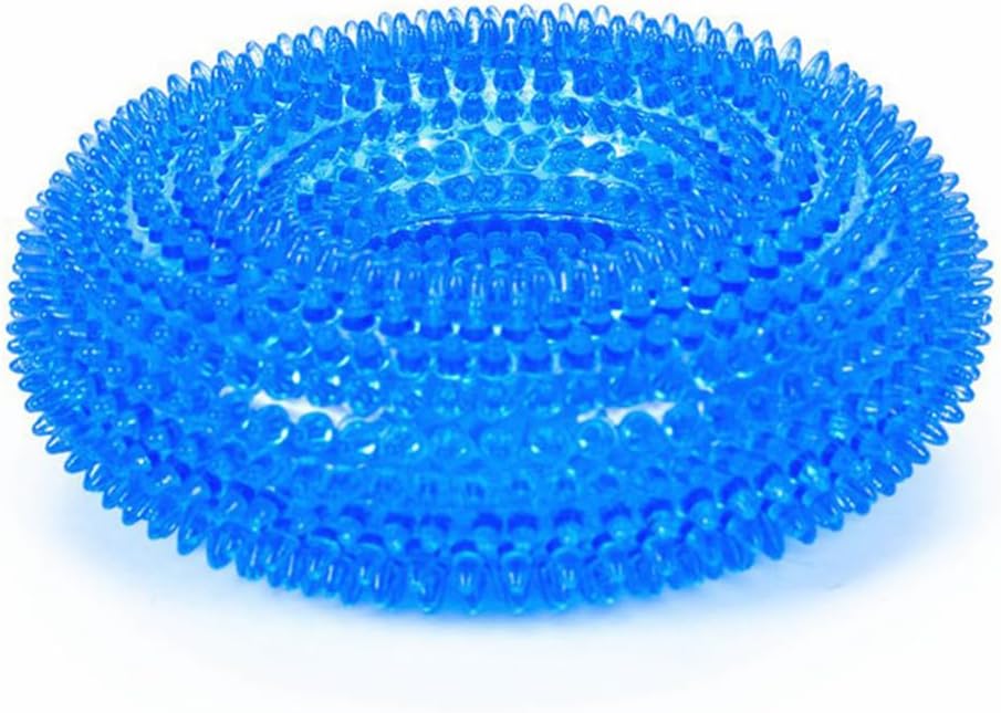 Angoily TPR Dog Chew Rings 4.72 Inch - Bite Resistant Round Pet Toys for Molar Teeth Cleaning Interactive Durable Chew Toy for Puppies Water and Weather Resistant 2 Pack Blue and Green