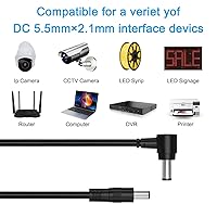 Vista 5 de Cable de extensión CC macho a macho, cables de cámara de vigilancia, 90 grados 0.217 in x 0.083 in, cable de extensión de alimentación de 12v CC