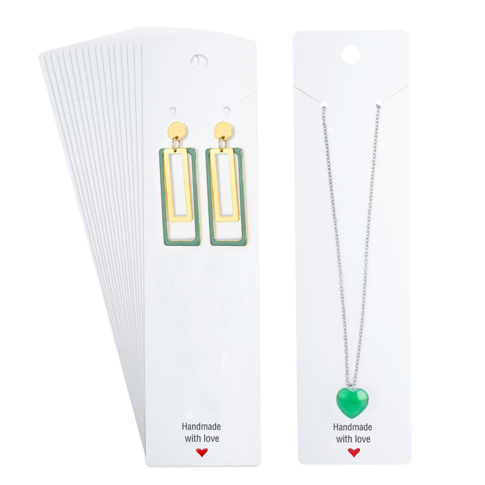 ALLWSLucky 100 Stück Halskette Display Karten, 5,5x21 CM Schmuck Display Karten, Kraftpapier Ohrring Karten, Ohrring Karten Halter Kraftpapier Ohrringkarte Schmuckkarte für Schmuck