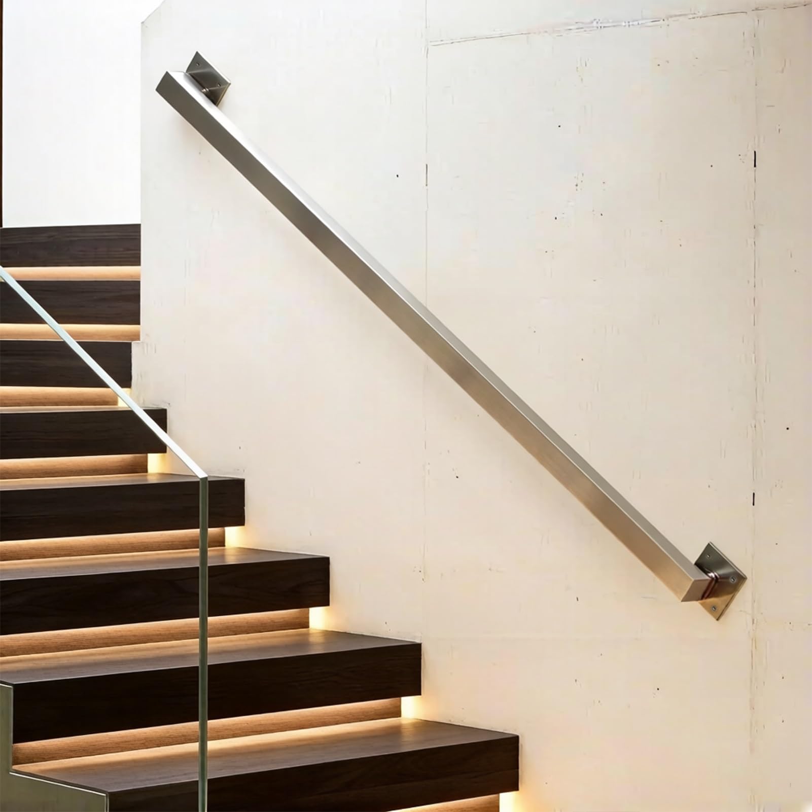 Modern Industrial Stair Banister Rail Silver Stainless Steel Hand Railings 3FT 6FT 9FT 13FT Balance Assistance Handrails for Commercial Restroom Grab Bar(14ft/420cm)
