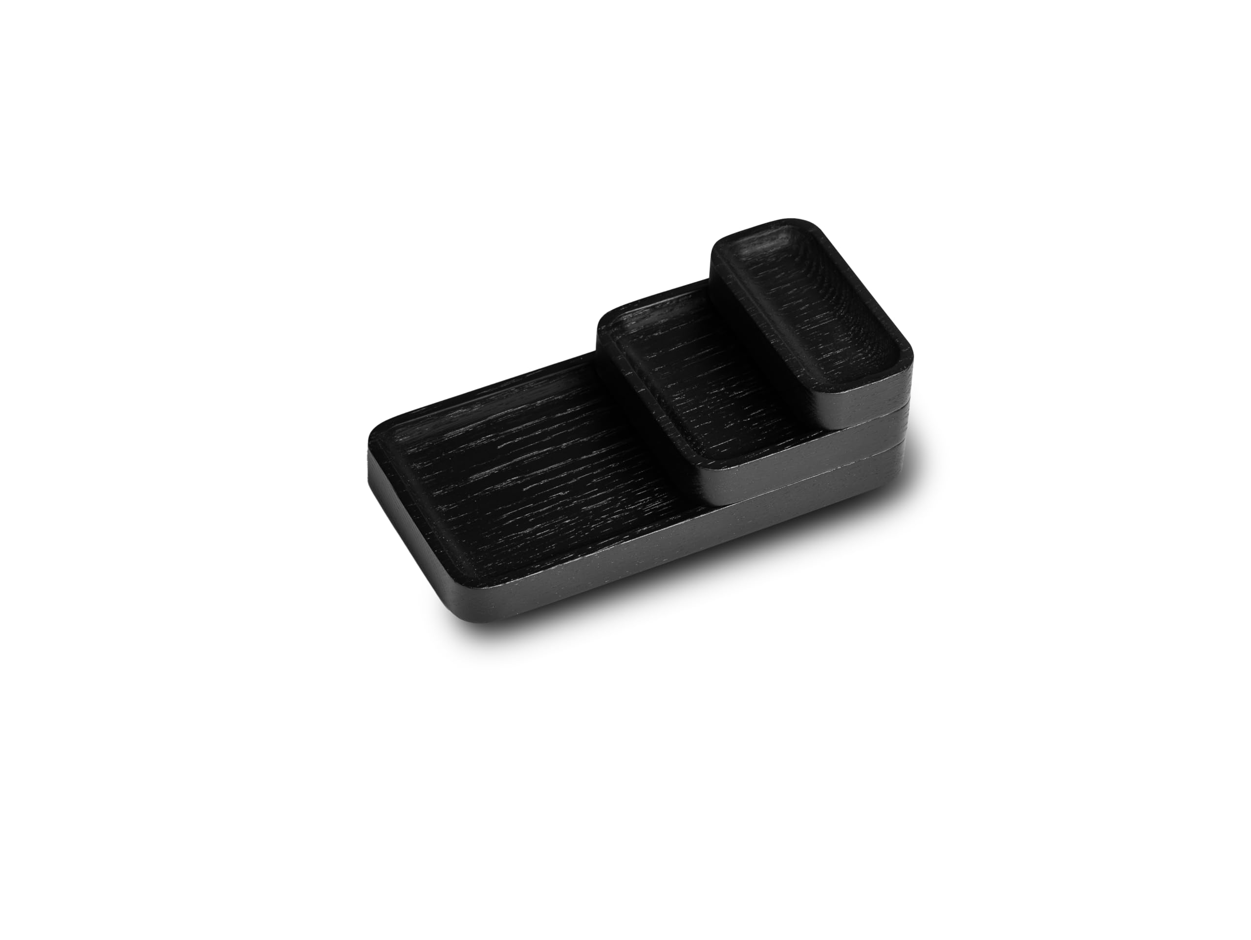 OAKYWOOD - Set di Vaschette Portaoggetti - Organizzatori da Scrivania in Legno Massiccio per Telefono e Penne - per la Casa, l'Ufficio o la Scuola - Nero