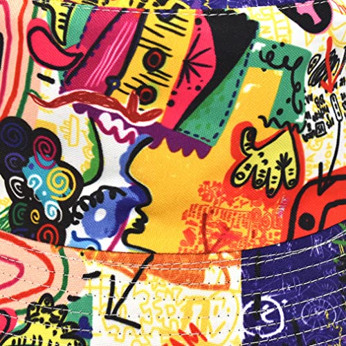 Funny Retro 80S 90S Graffiti Summer Unisex Print Reversible Bucket Hat,Fisherman Outdoor Travel Hiking Beach Cap #TOP3