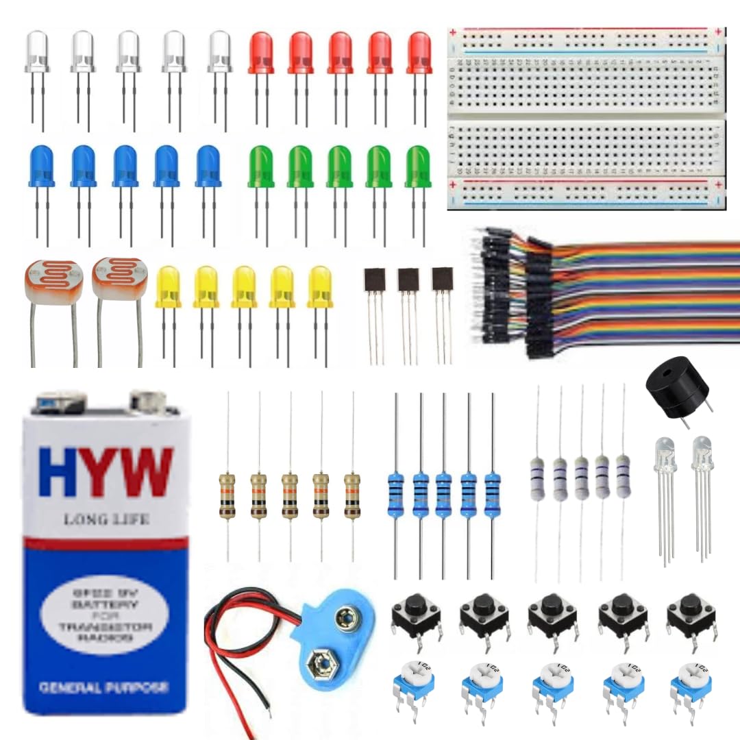 ROBOINNOVATION ElectronicsRobotics Kit with Breadboard, LEDs, Resistors, Jumper Wires, Battery Holder, Switches, Learning Guide-image-30
