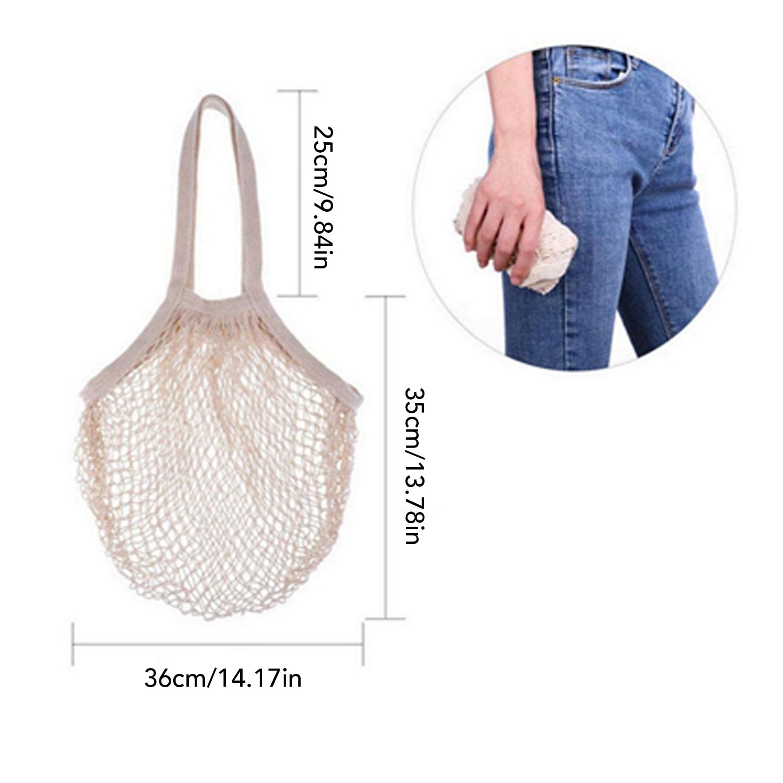 banapoy 12er-Pack Einkaufstüten aus Baumwollnetz, Wiederverwendbare Tragetaschen mit Großem Fassungsvermögen und 25 cm Langem Griff, für Obst, Gemüse, Einkaufen, Picknick