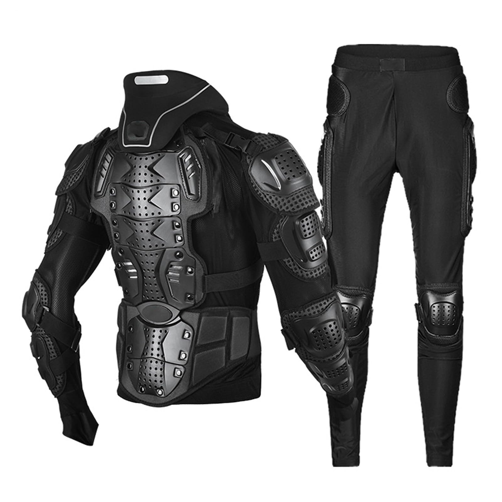 Conjunto de Protección Integral para Moto Armadura de Motocross de Alto Impacto para Hombre con Chaleco Protector de Pecho y Espalda Equipo Transpirable para Dirt Bike y Off Road,Black-4XL
