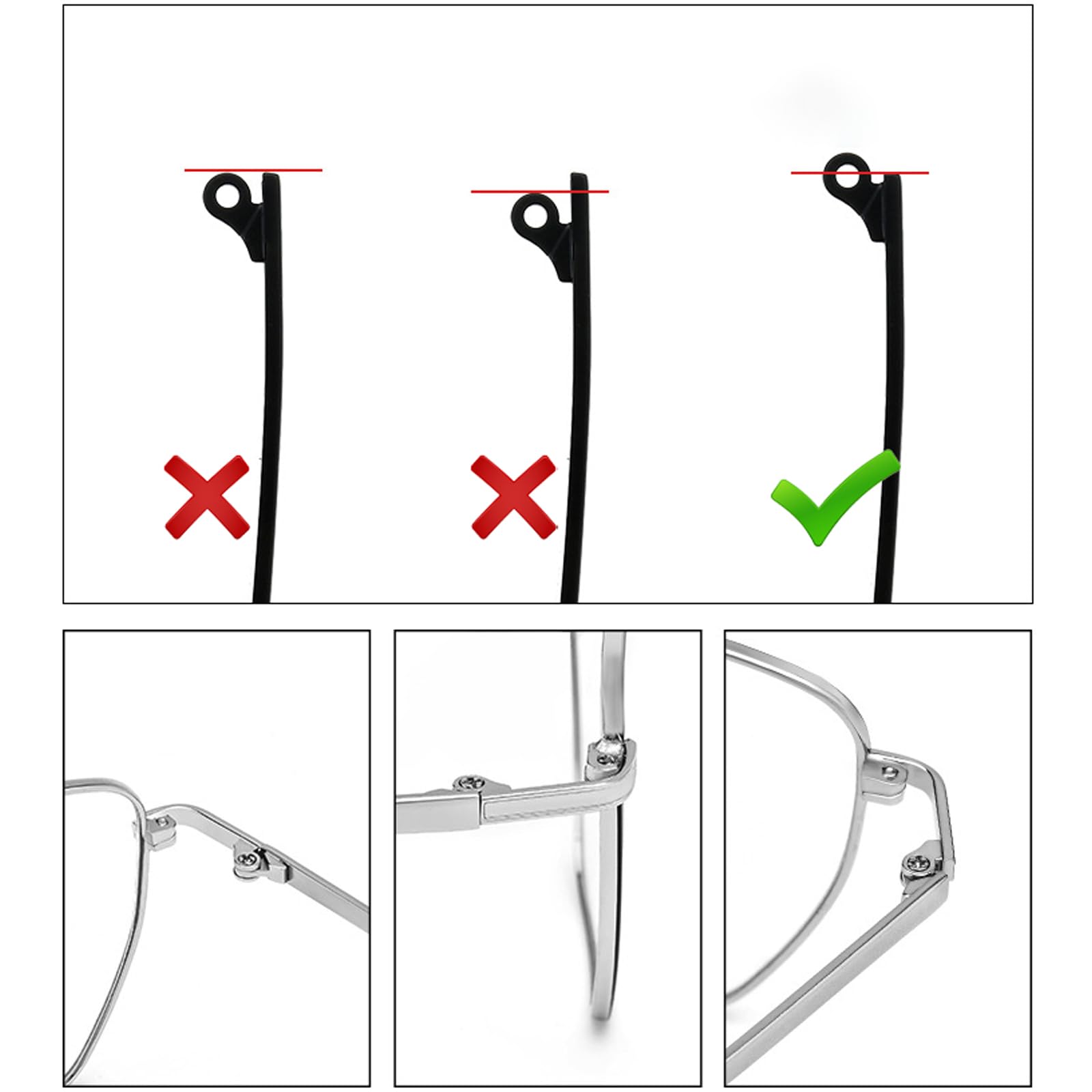 Brillenersatzarme, Metall Brillenbeine Ersatz mit Schraubendreher Brillen Reparaturset Brillenbügel für Brillen Brillen Sonnenbrille (Schwarz)