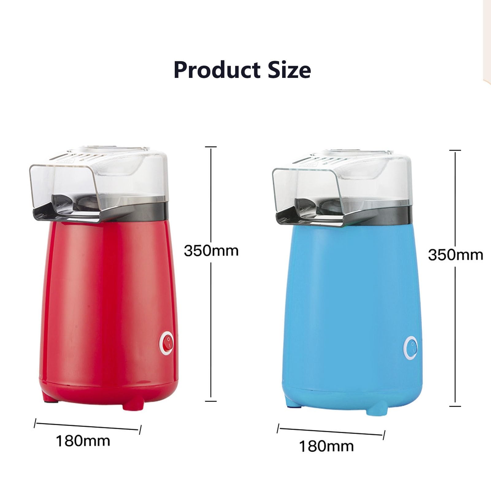 Popcorn Elettrico per Mescolare Macchina Veloce del Popcorn dell'Aria Calda Tecnologia Quick-Heat Popcorn Sano Senza Olio per Servire Ciotola E Comodo Deposito di Nidificazione(Blue)