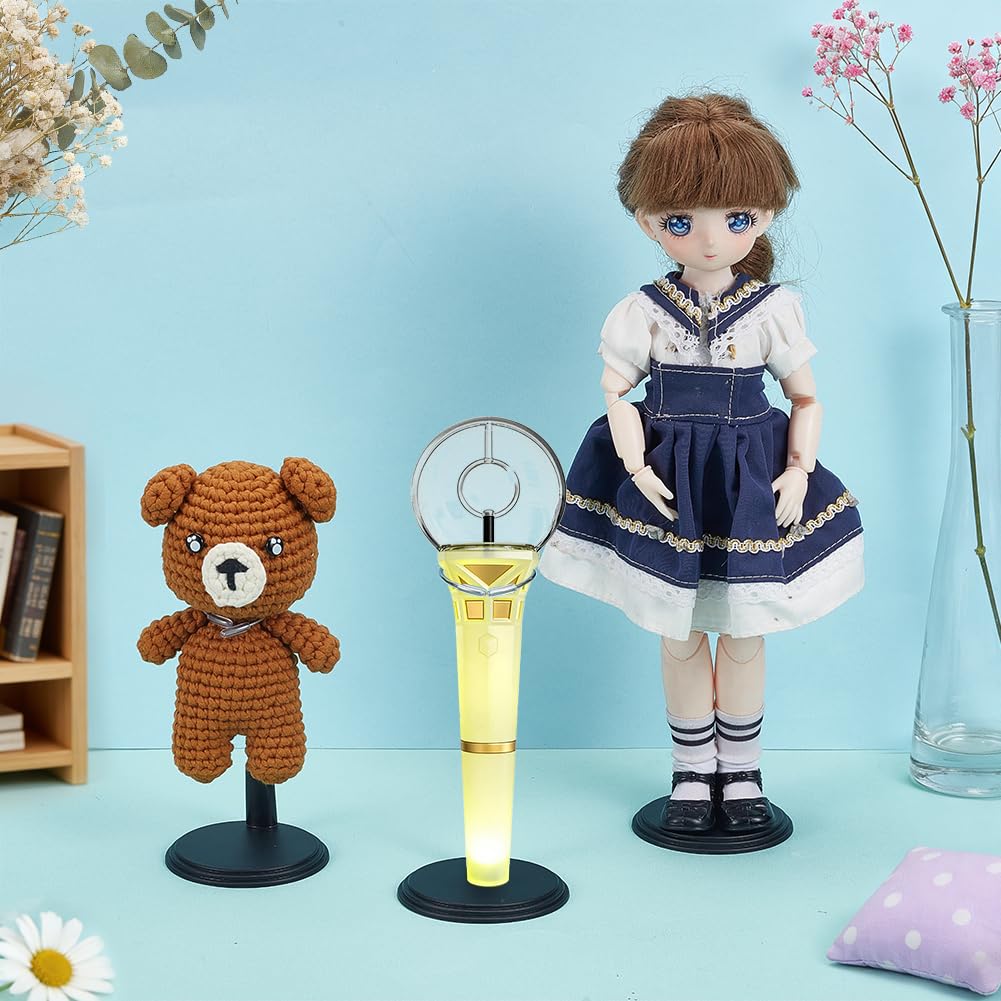 UNICRAFTALE 10 Ensembles Support Pour Lightstick Réglable Hauteur 7 9 cm Noir Rack De Rangement Support D'affichage En Plastique Pour Concert Étoile Et Présentation Poupée Mini Base 69.5x61 mm