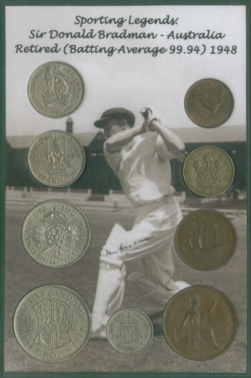 Sir Donald Don Bradman Sporting Legend Vintage Australia Australian (The Baggy Green) Batsman Cricket Coin Present Display Gift Set 1948