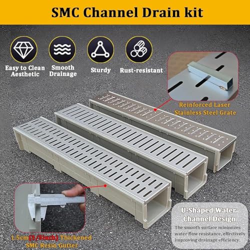 Caniveau de drainage en résine 20x15x100cm pour cours et fermes