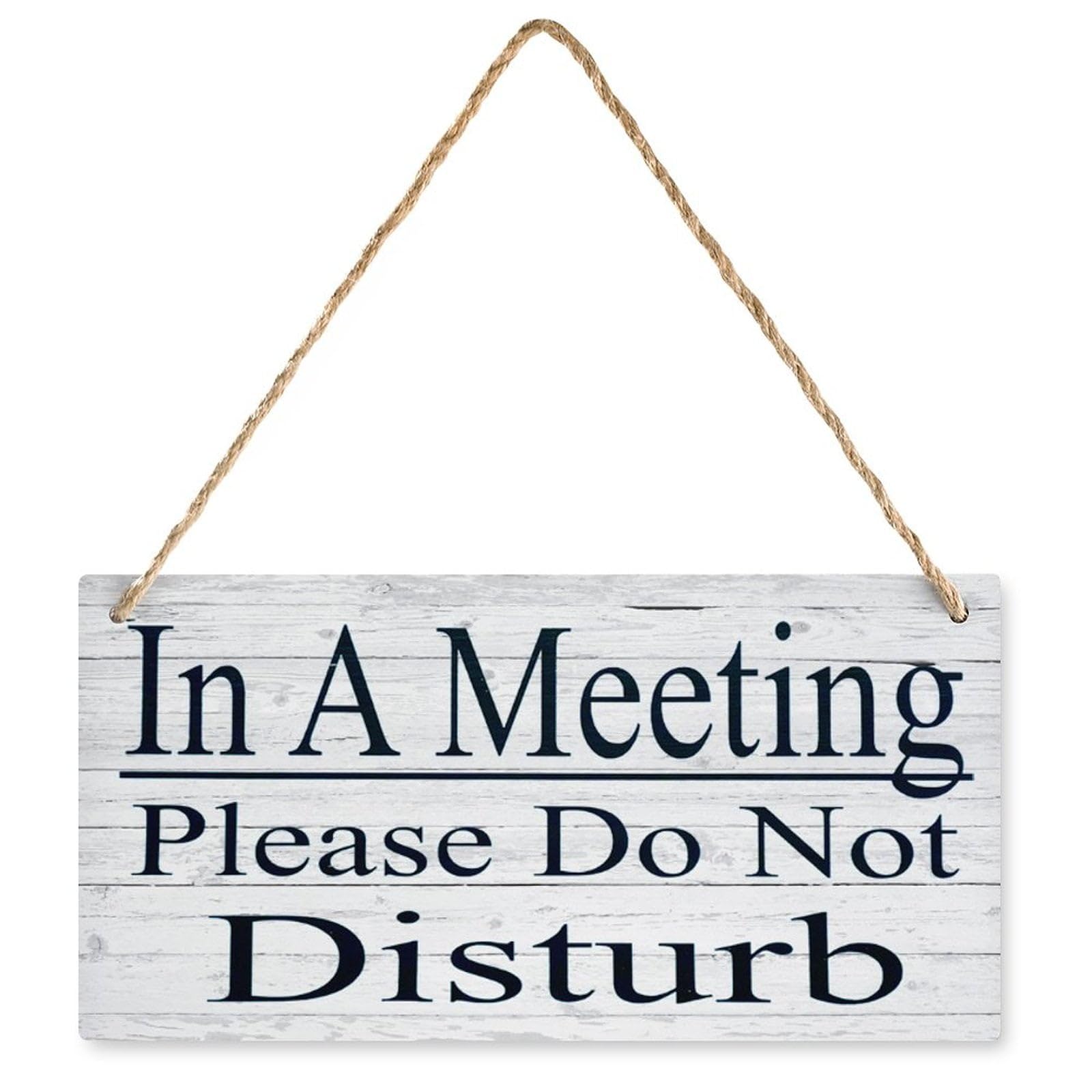 Decor Hanging Sign in A Meeting Please Do Not Disturb - Wood Office Door Decoration, Home/Office Decor 12X6 Inch