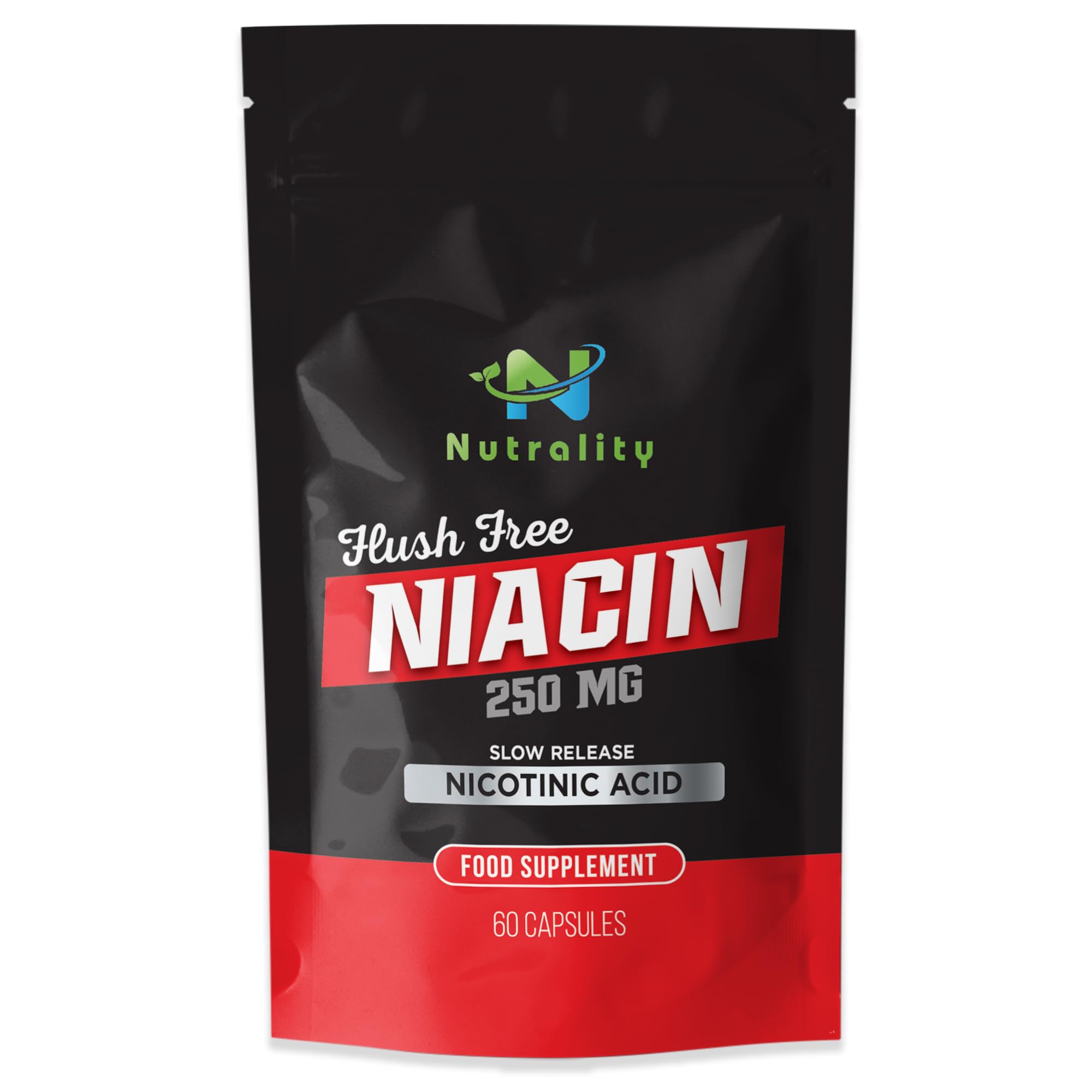 Nutrality Niacin Supplement 250mg | Vitamin B3 & Niacinamide Supplement | Supports Energy Metabolism, Digestive & Joint Health | Slow-Release B3 Vitamin | Flush-Free Formula | 60 Vegan Capsules
