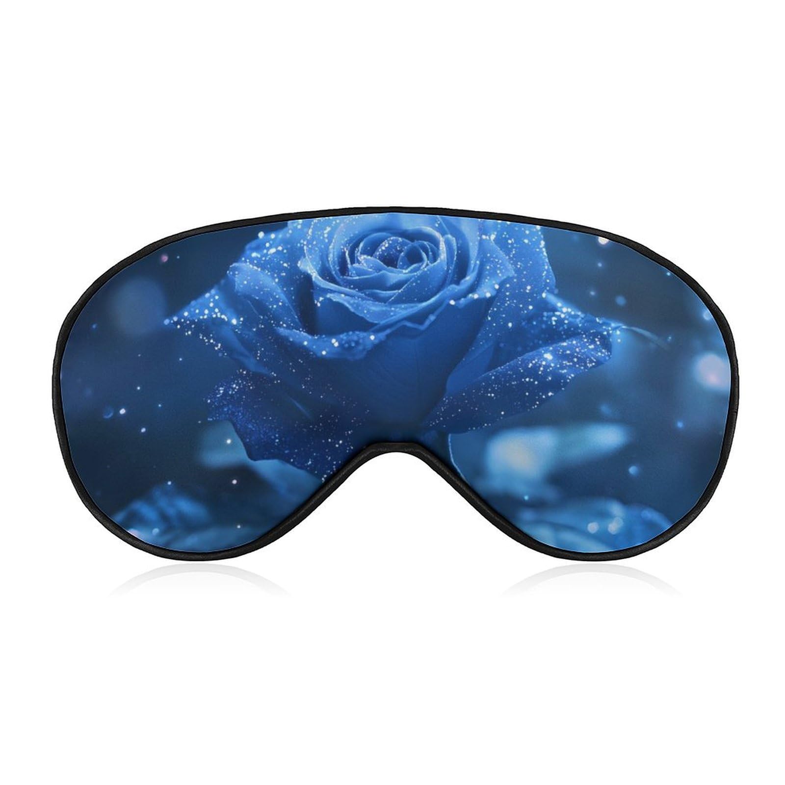 Blue Rose with Glitter Sleep Mask Eye Shade Cover Adjustable Strap for Travel Lunch Break Women Men
