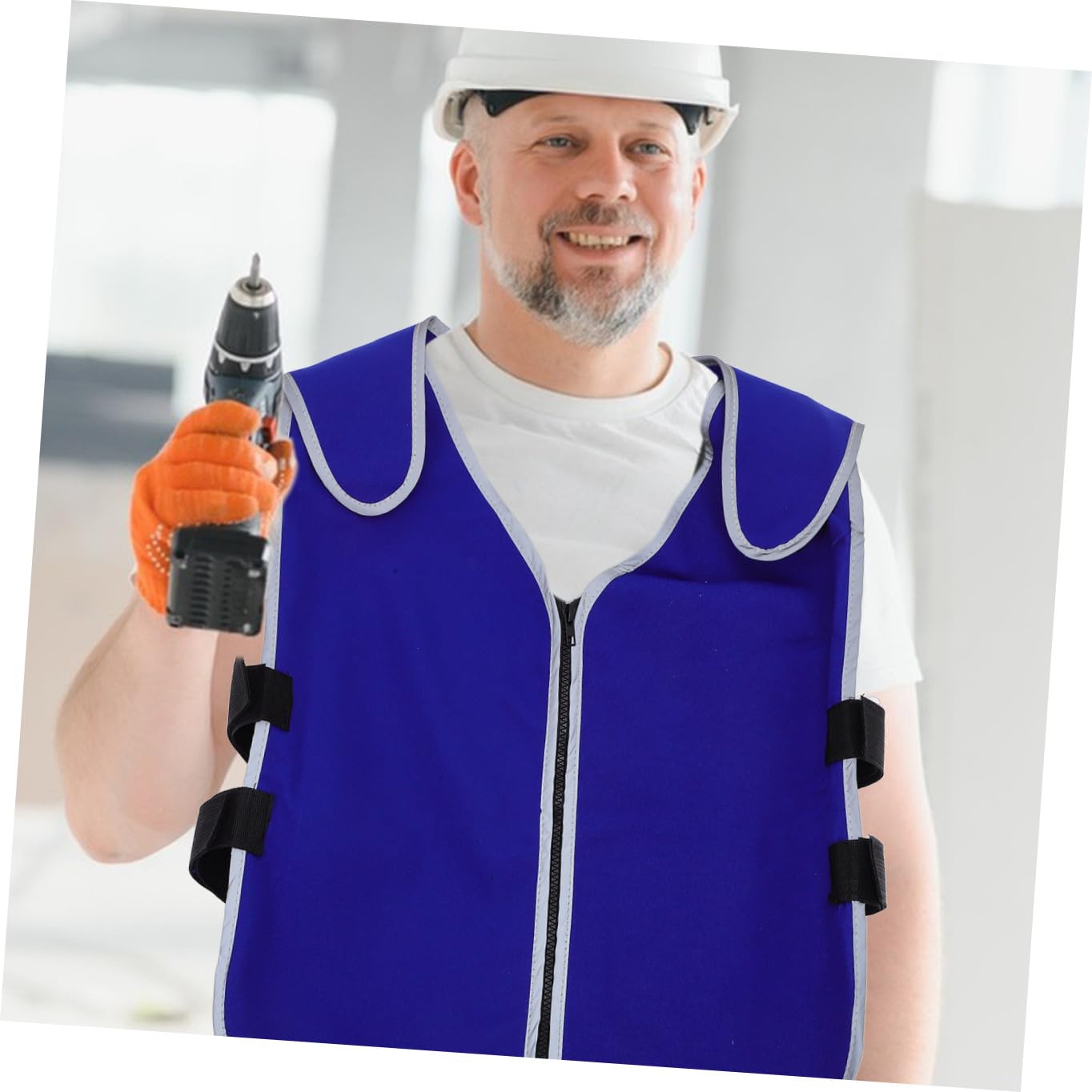 NUOBESTY Kühl Weste für Männer und Frauen aus Atmungsaktivem Stoff Wiederverwendbare Eisbeutelweste für Sommer und Outdoor mit Reinigungfunktion und Blauem Design
