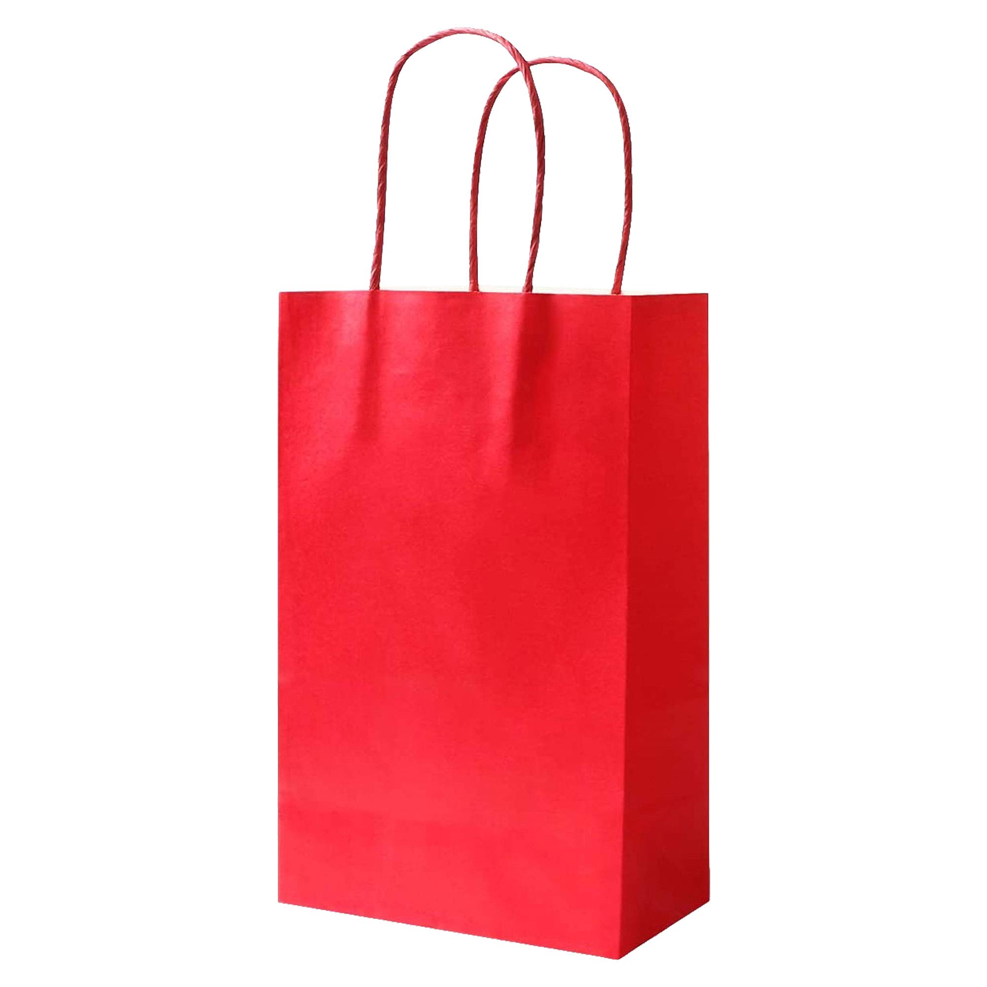 50 Red Party Bags Paper Bags With Handles Paper Gift Bag Paper Bag Carrier Bags Paper Bag Sweet Loot Celebrations Birthday Christmas Halloween Reinforced Twisted Handle (Red - 50 Bags)