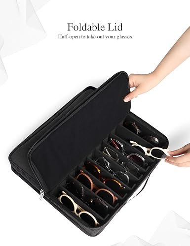 Miniatura 2 de Bukere Sunglasses Organizer Case, 18 Adjustable Slots for Multiple Pairs Eyeglasses, Travel Glasses Holder Storage Box